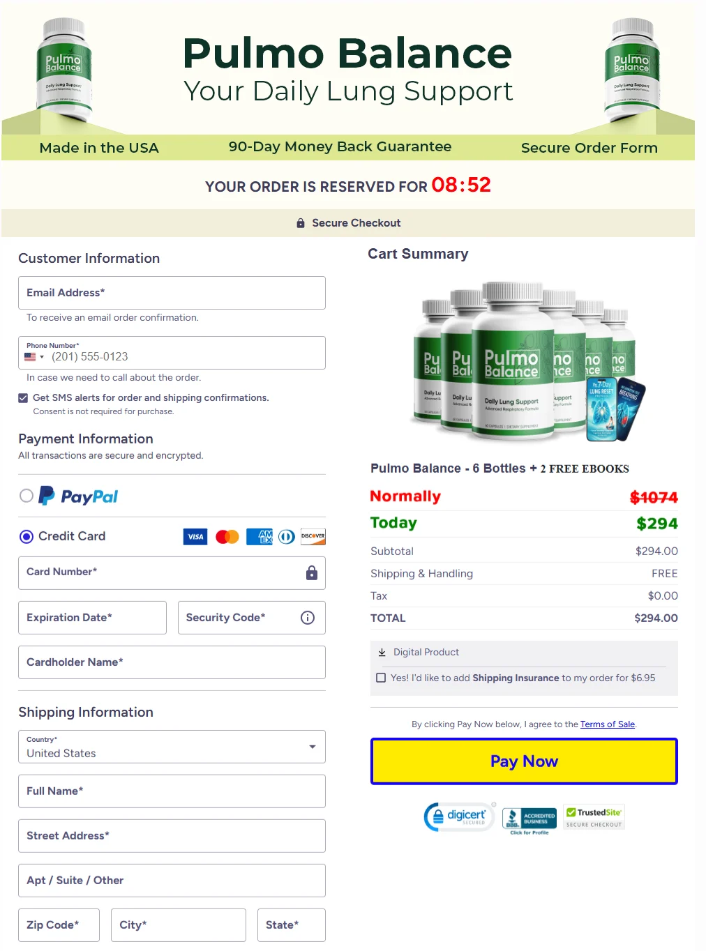 PulmoBalance Supplement Facts